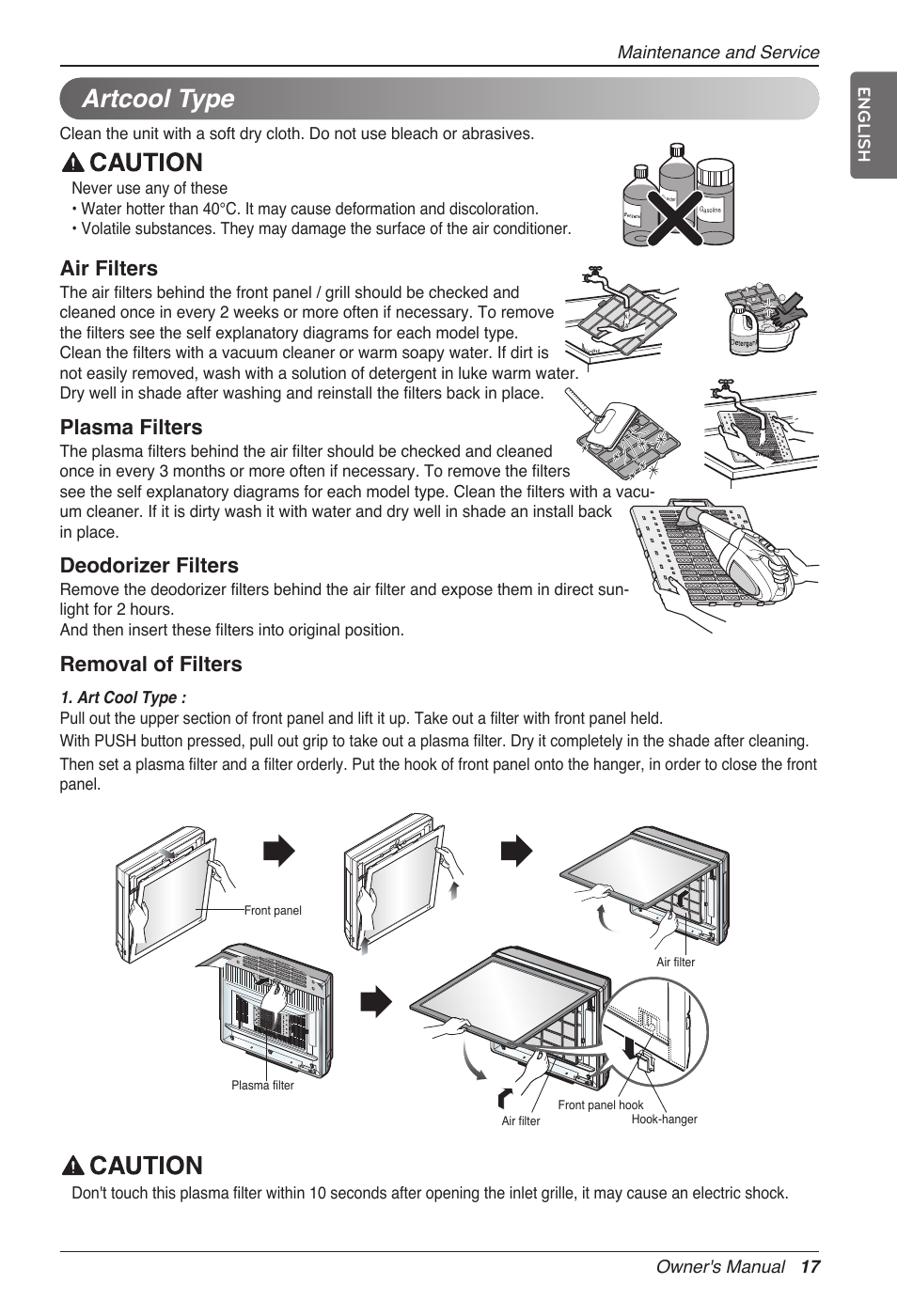 Artcool Type Air Filters Plasma Filters Lg Mc12ahv User Manual Page 17 211 Original Mode