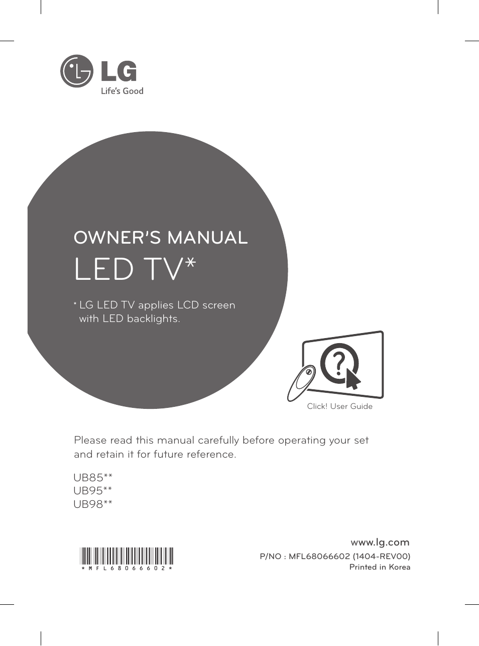 LG 84UB980V User Manual | 332 pages