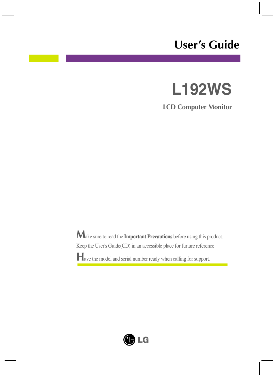 LG L192WS-SN User Manual | 24 pages