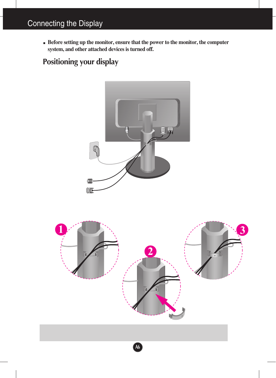 Positioning your display | LG W2242P-BS User Manual | Page 7 / 26