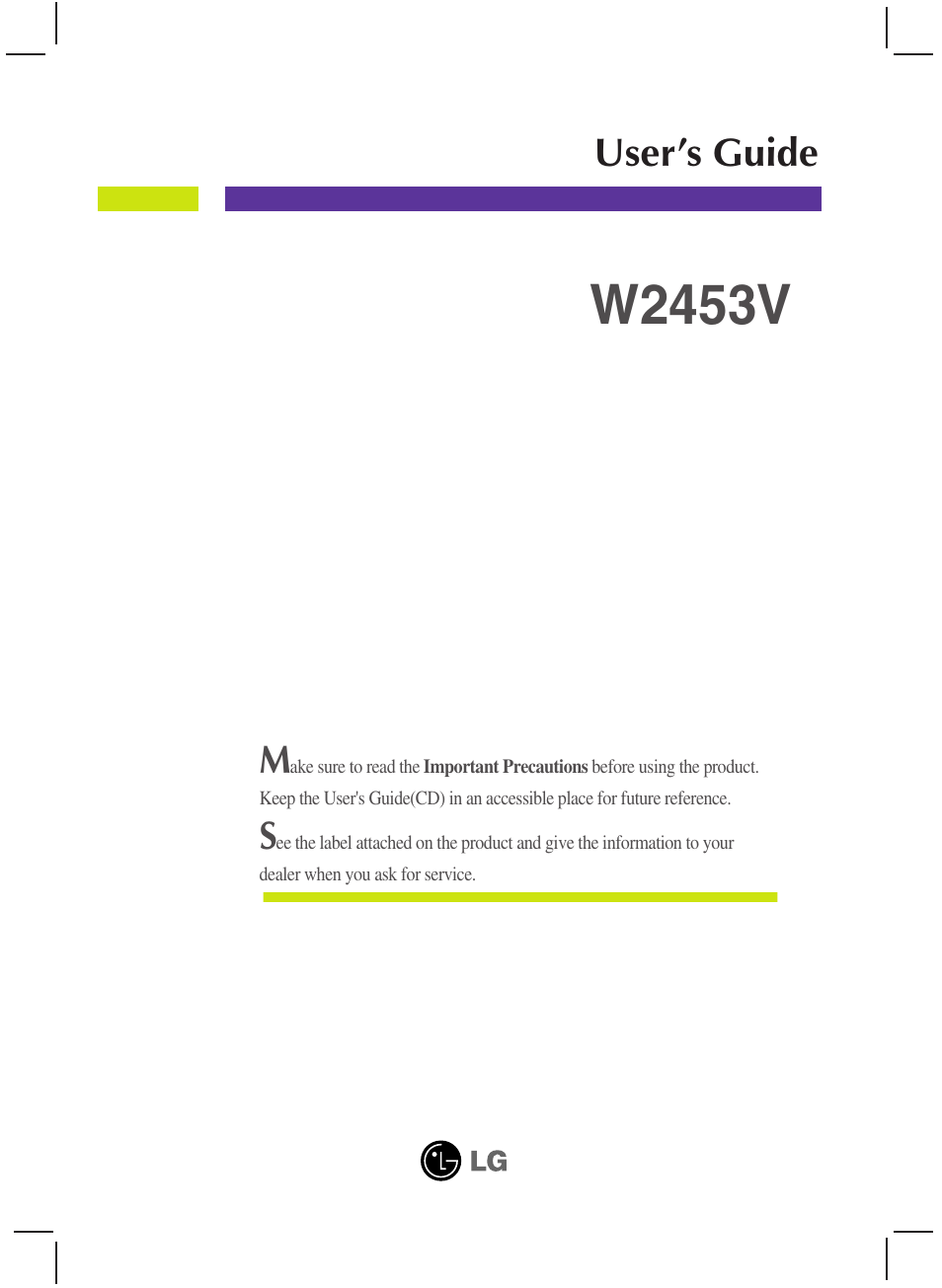 LG W2453V-PF User Manual | 26 pages