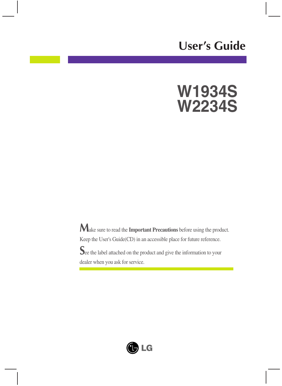 LG W2234S-BN User Manual | 24 pages
