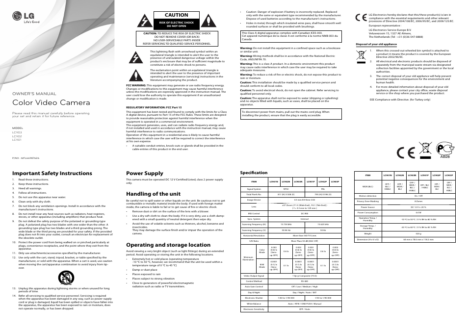 LG LC903P-B User Manual | 2 pages