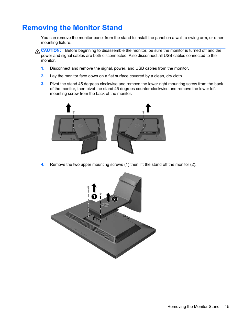 Removing the monitor stand hp z display z23i 23 inch ips led backlit