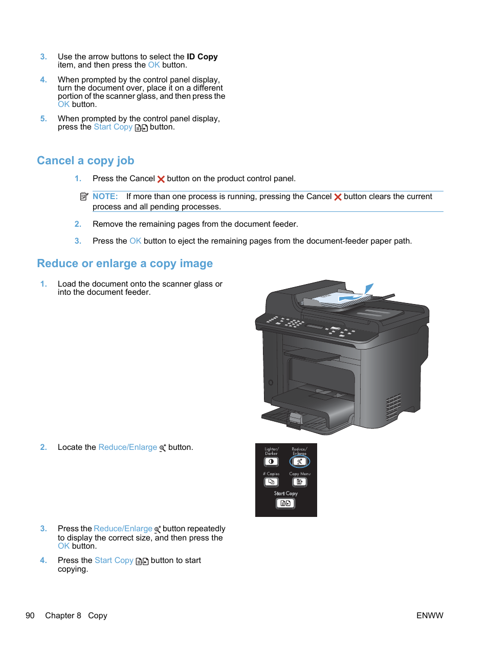 Cancel A Copy Job Reduce Or Enlarge A Copy Image Cancel A Copy Job Reduce Or Enlarge A Copy Image Hp Laserjet Pro M1536dnf Mfp Series User Manual Page 104 286