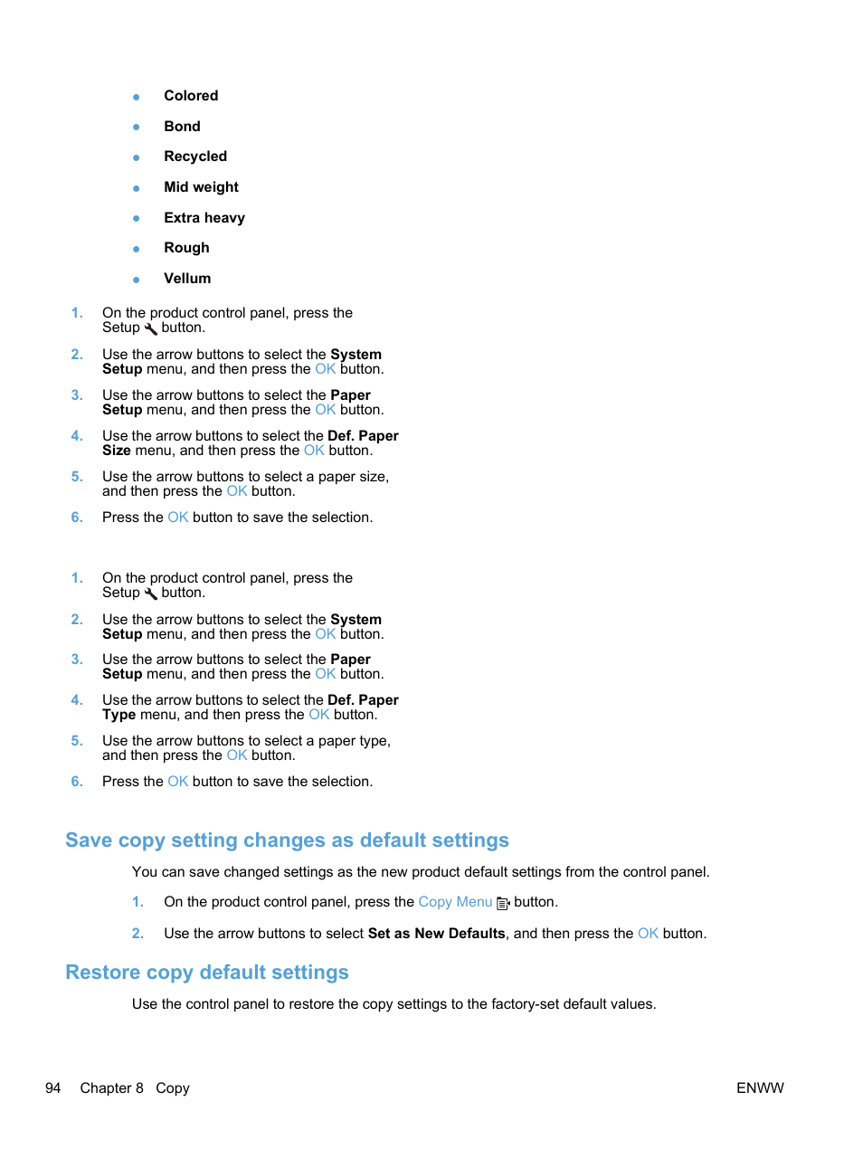 Save Copy Setting Changes As Default Settings Restore Copy Default Settings Hp Laserjet Pro M1536dnf Mfp Series User Manual Page 108 286 Original Mode