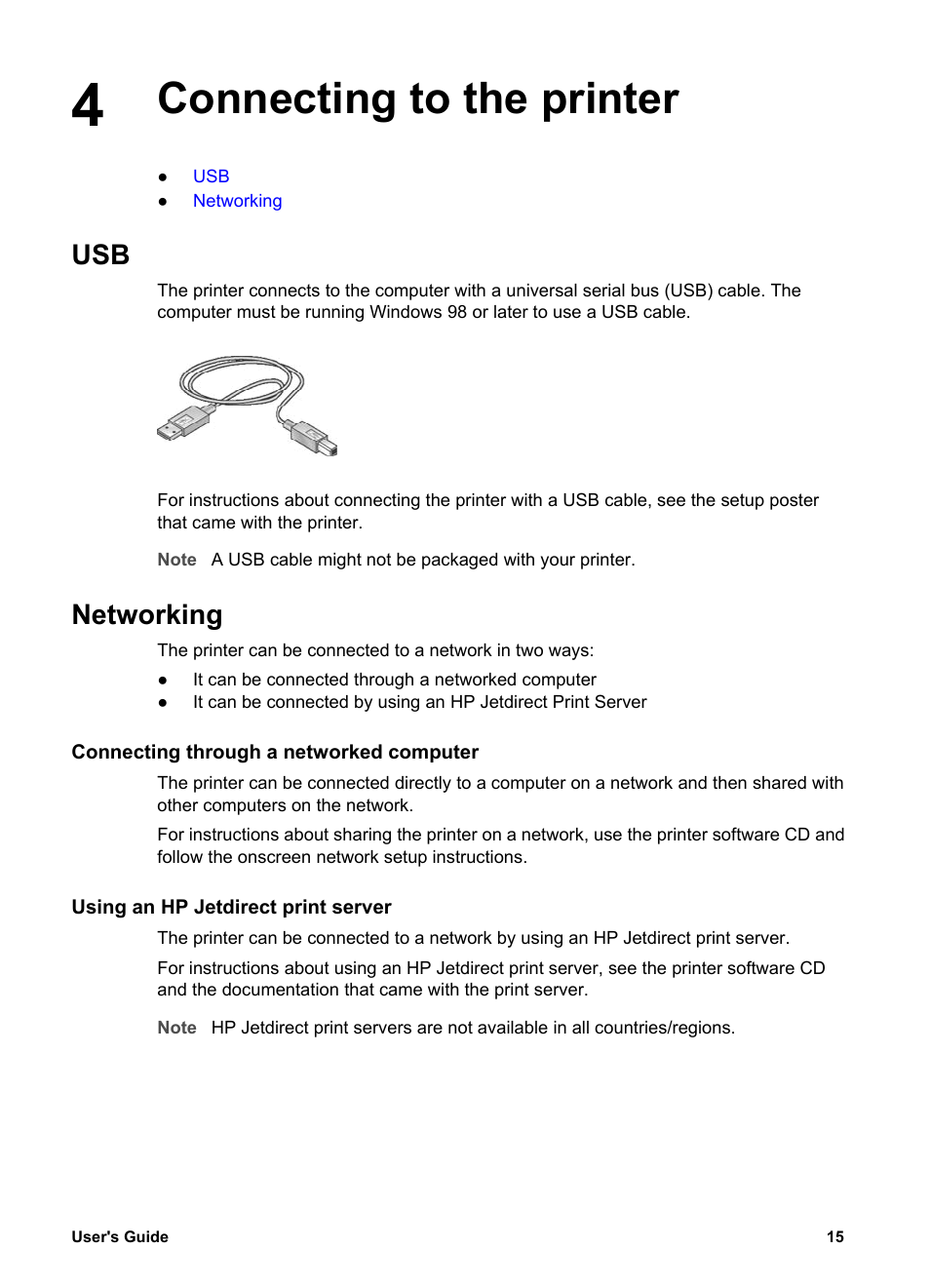 Connecting to the printer, Networking, Connecting through a networked