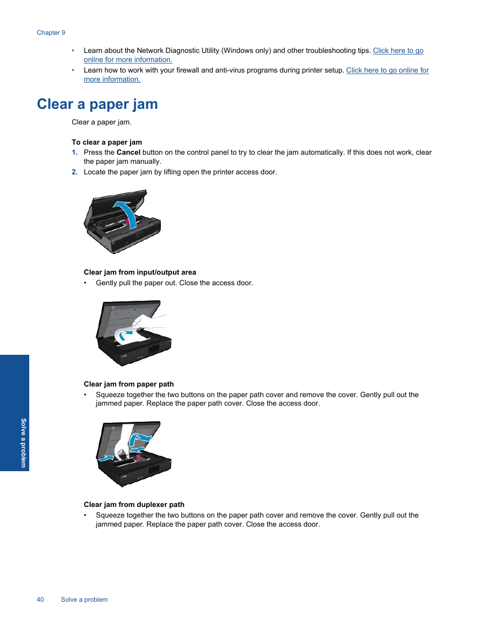 Clear a paper jam | HP ENVY 120 e-All-in-One User Manual | 42 / 62