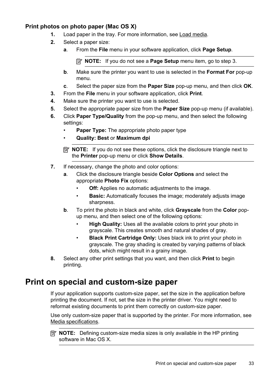 print on special paper