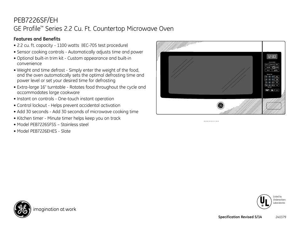 Peb7226sf Eh Ge Profile Series 2 Cu, Ge Profile Series 1 Cu Ft Countertop Microwave Oven Manual