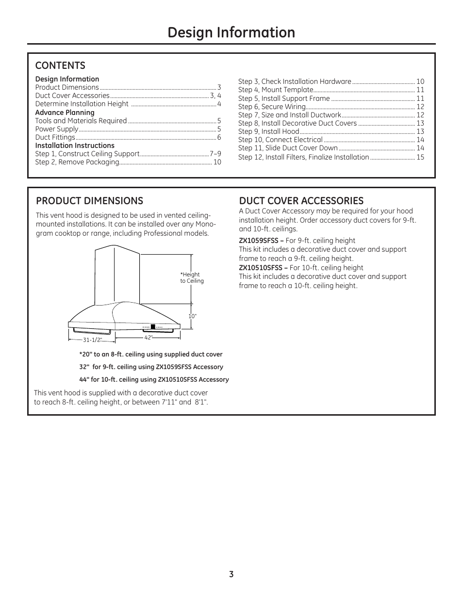 GE ZV1050SFSS User Manual | Page 3 / 16