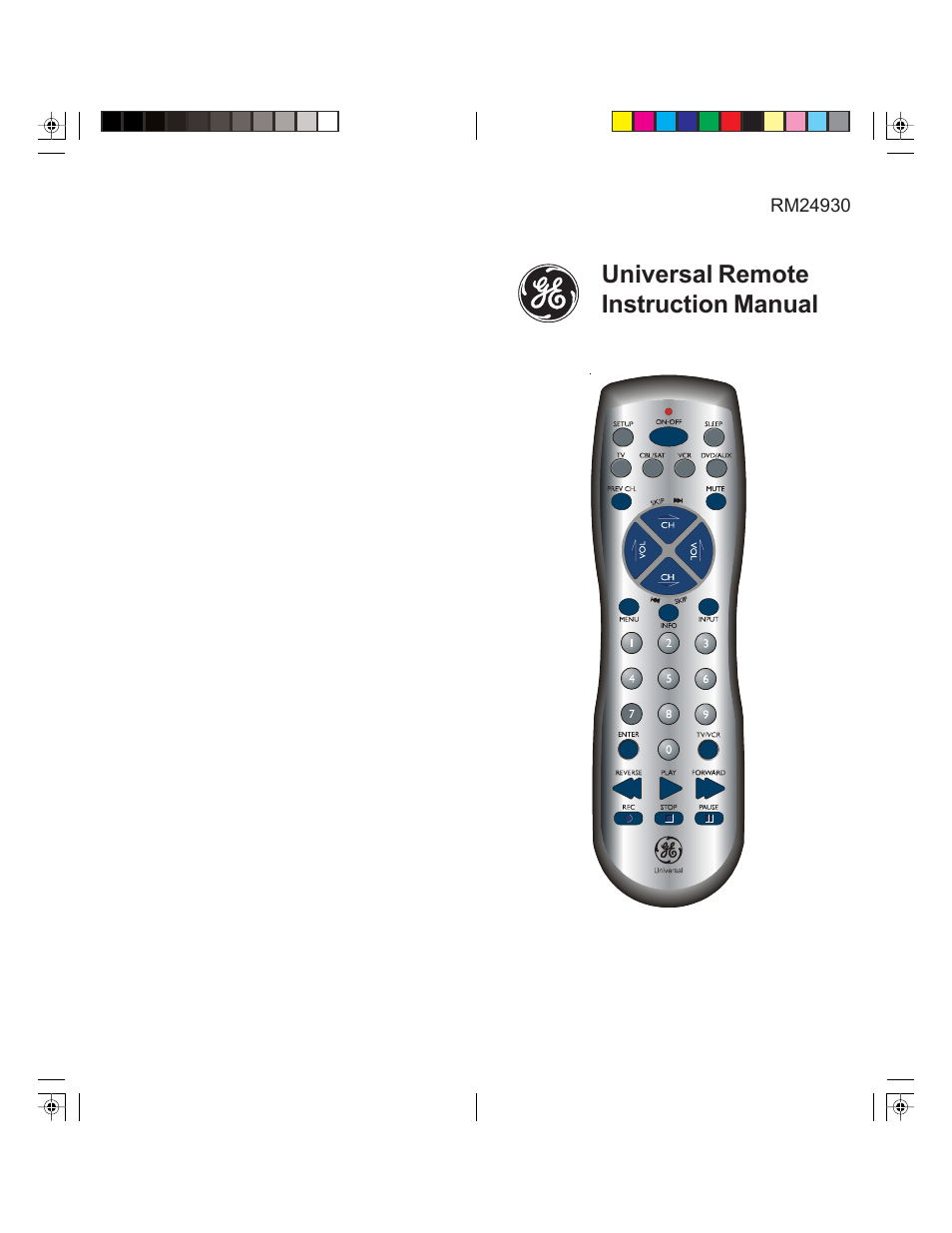 GE 24930 GE Universal Remote User Manual | 9 pages