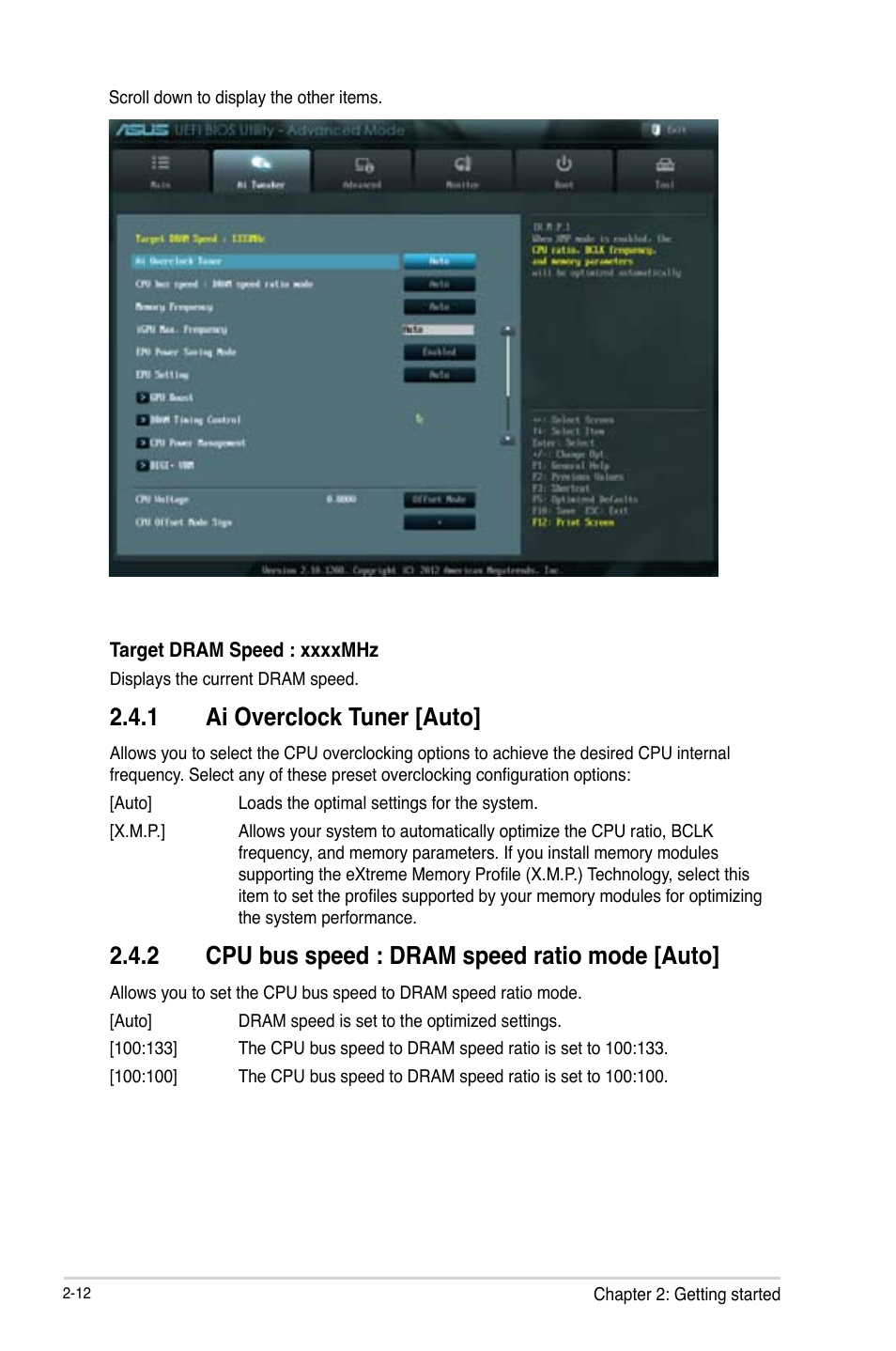 1 Ai Overclock Tuner Auto 2 Cpu Bus Speed Dram Speed Ratio Mode Auto Asus 5m Plus User Manual Page 42 69 Original Mode
