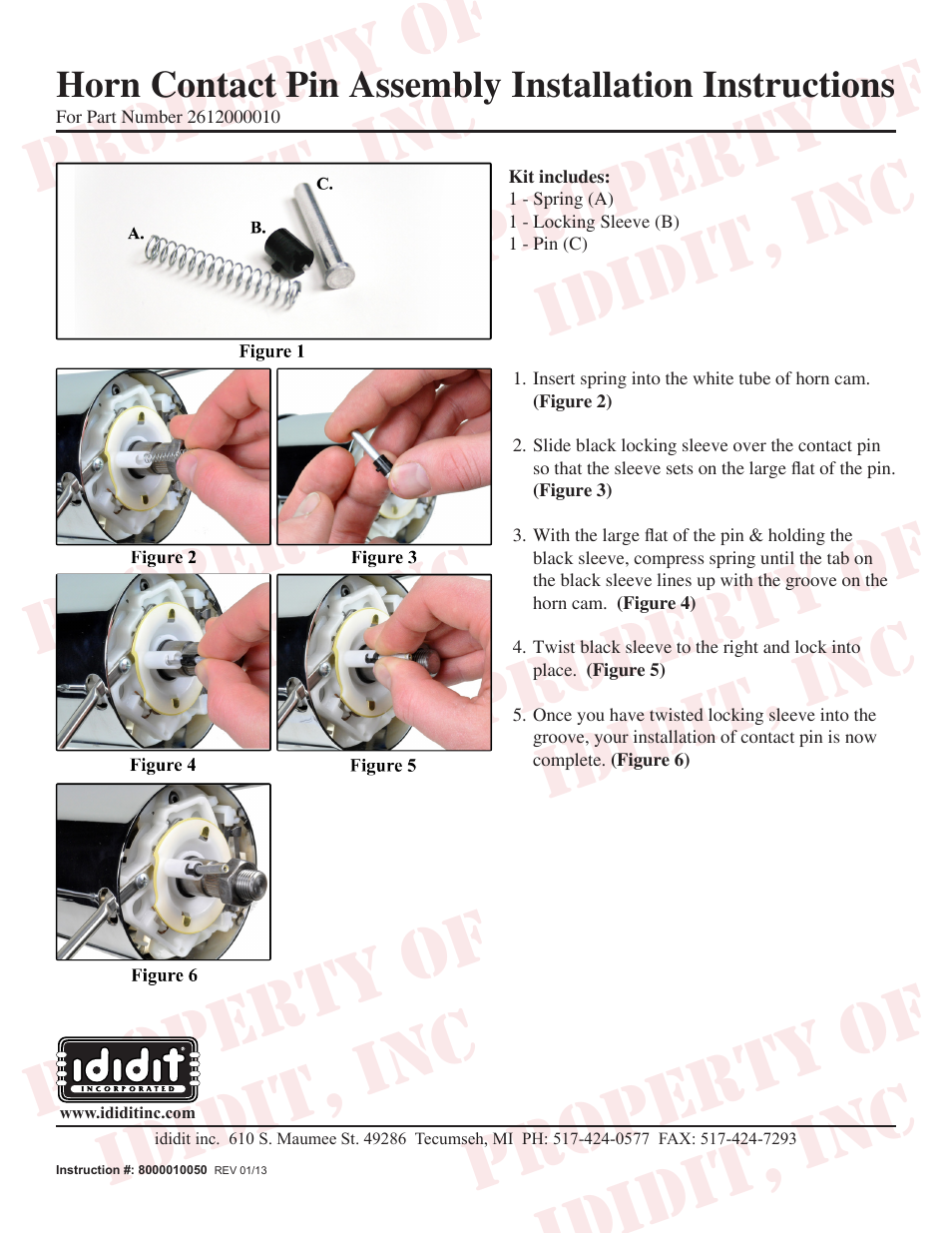 ididit Horn Contact Pin Assembly User Manual | 1 page