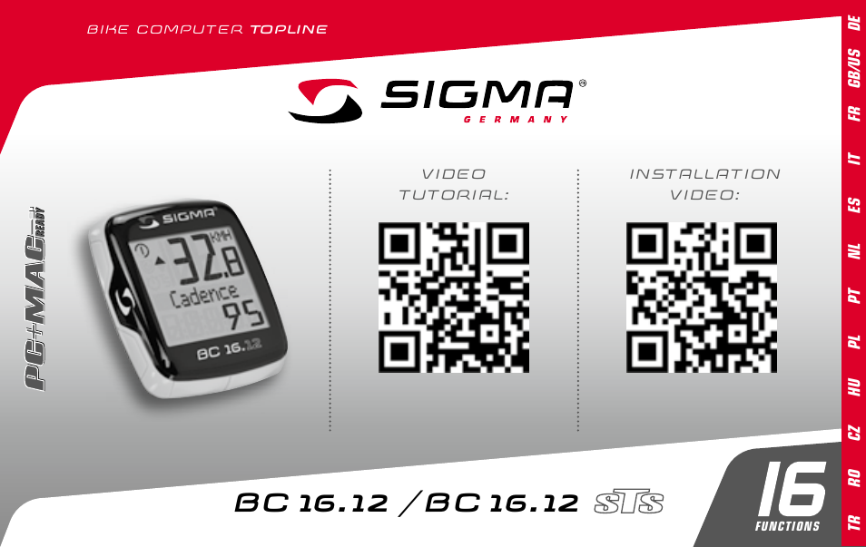 SIGMA BC 16.12 STS User Manual | 124 pages | Original mode | Also for