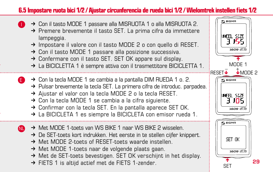 SIGMA BC 1609 STS User Manual | Page 29 / 120 | Original mode