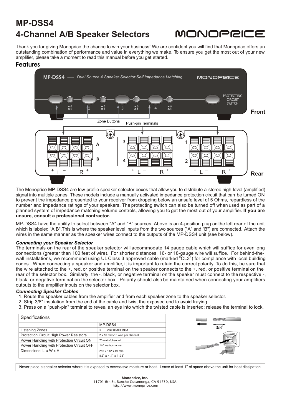 monoprice speaker switch