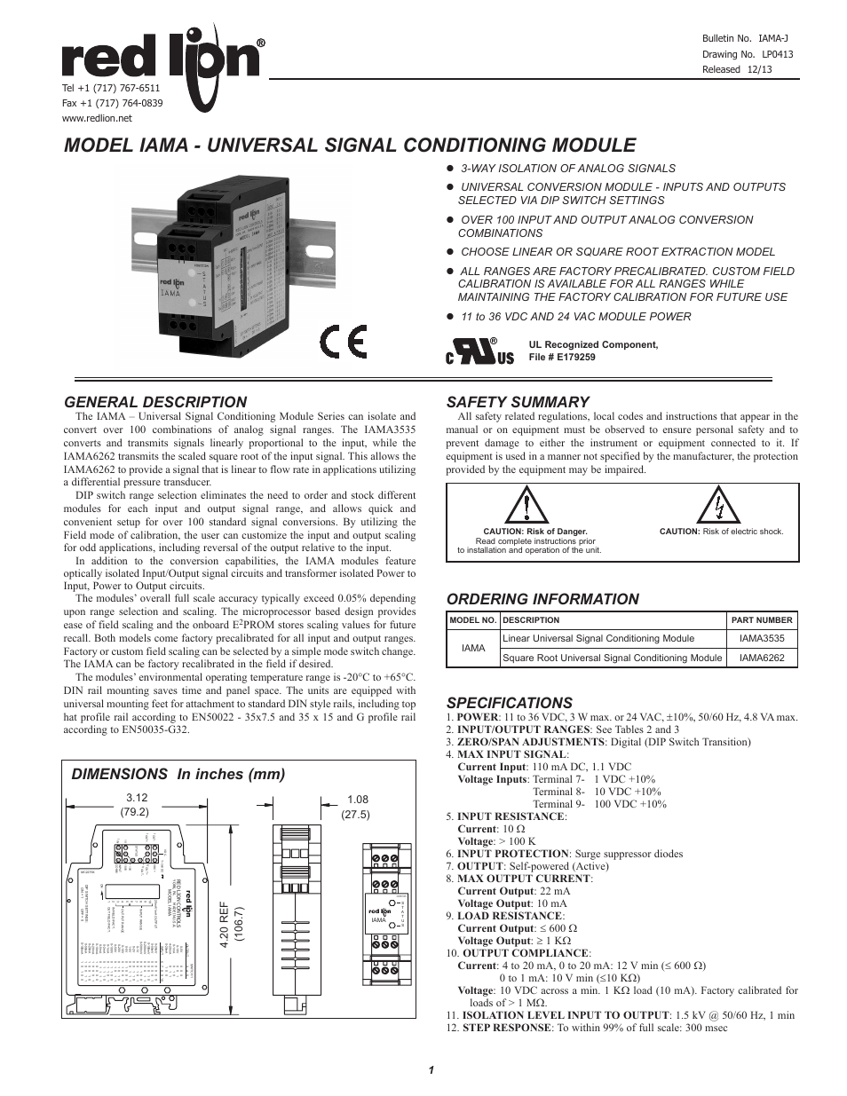 Red Lion Iama User Manual 8 Pages [ 1235 x 954 Pixel ]