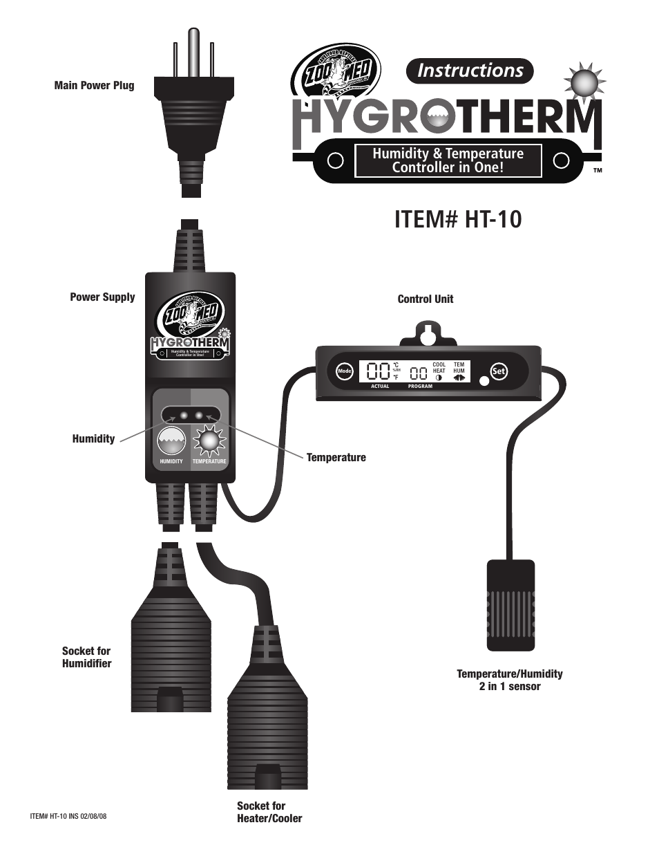 Zoo Med HYGROTHERM Humidity & Temperature Controller in One 