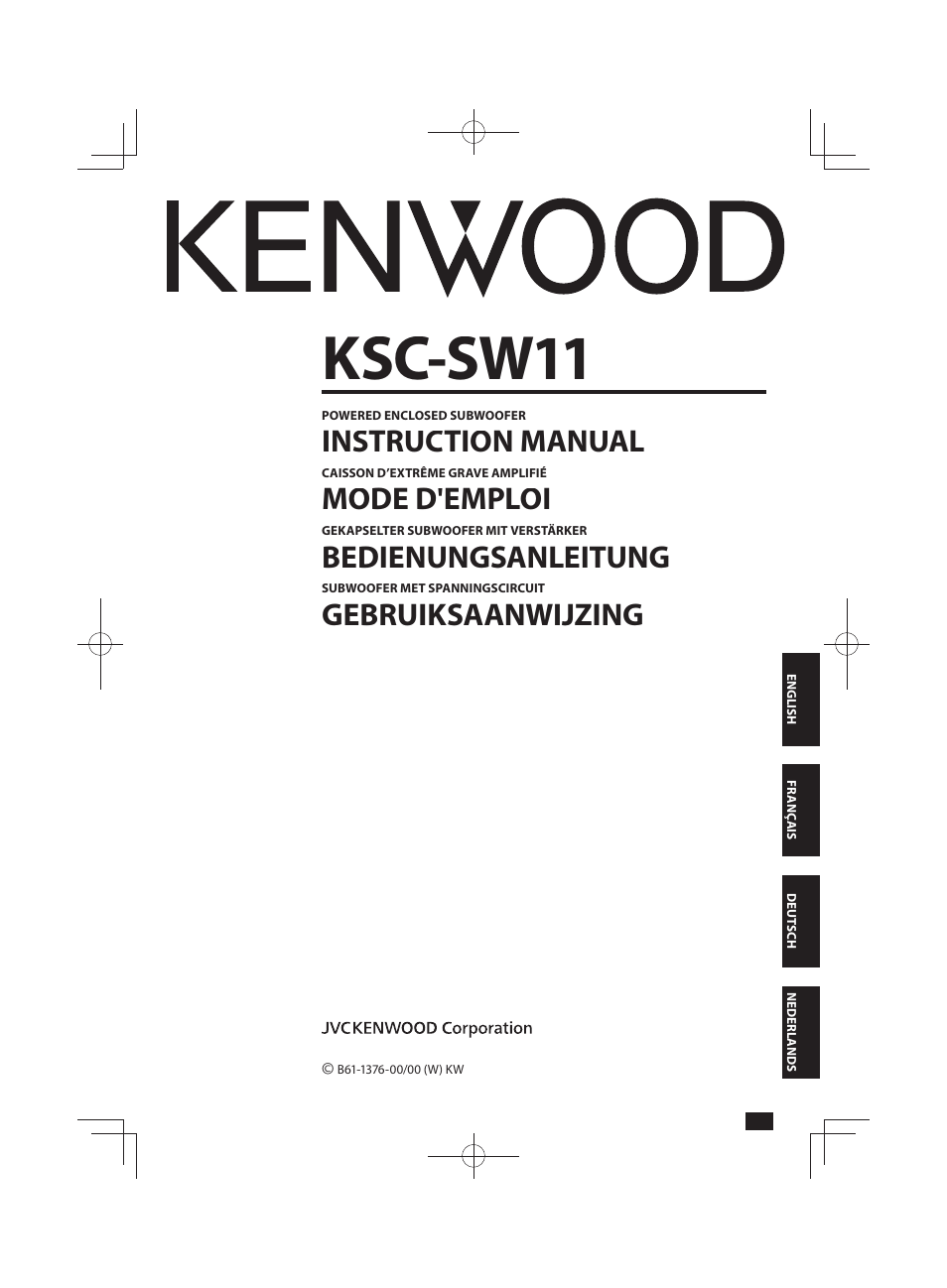 Kenwood Ksc Sw11 User Manual 9 Pages