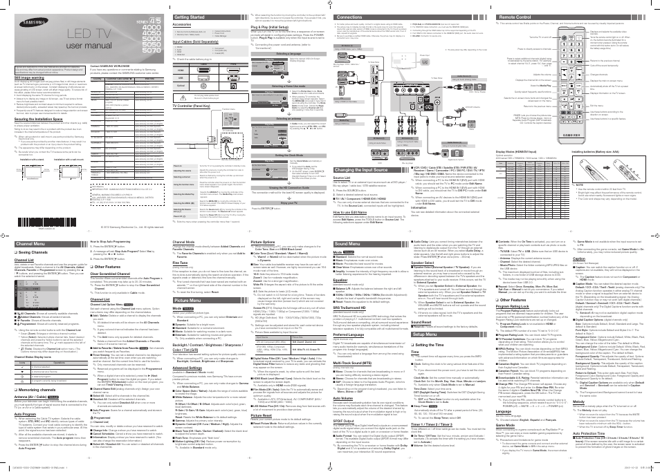 Samsung UN37EH5000FXZA User Manual | 2 pages | Original mode | Also for