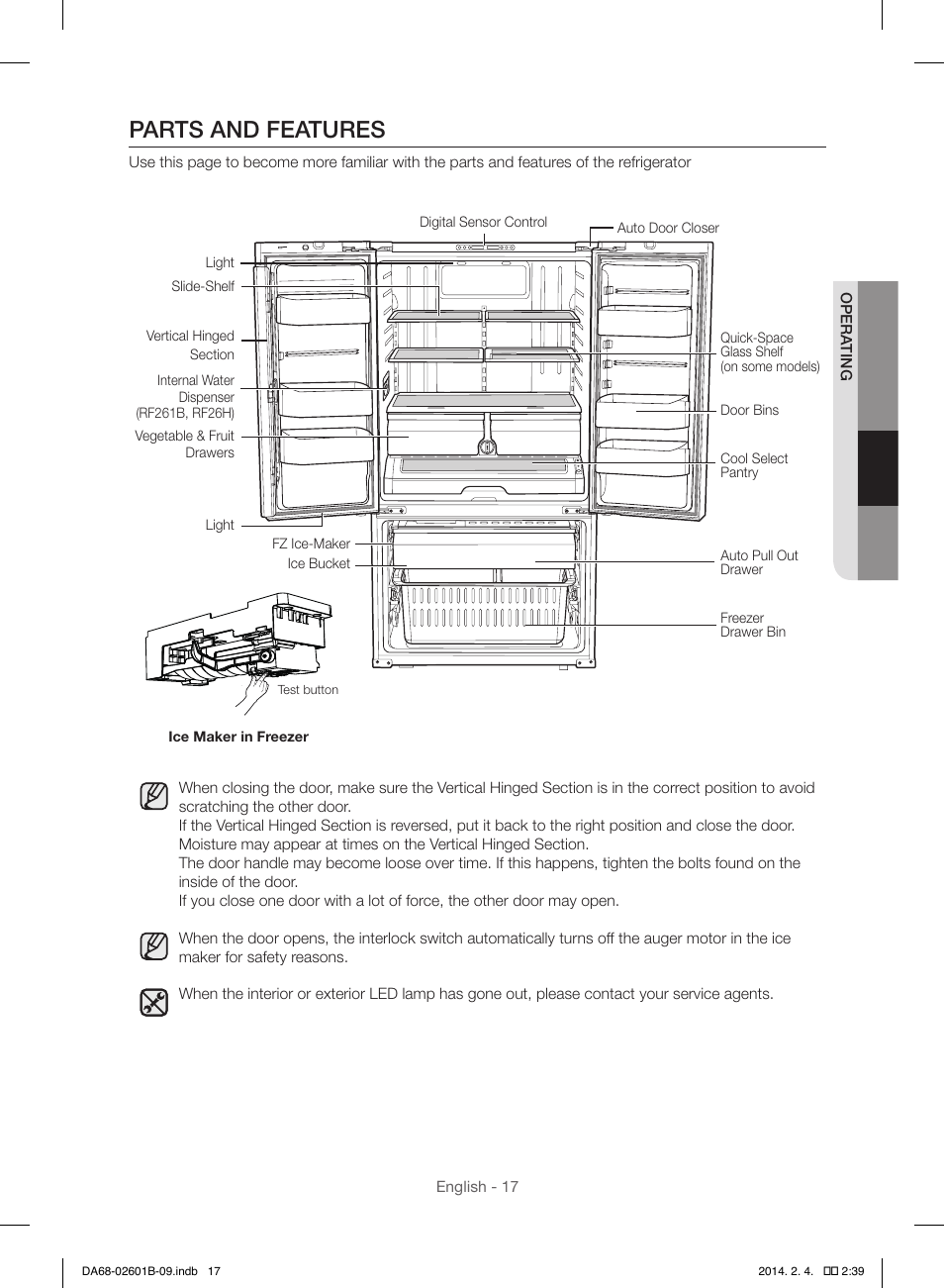 Parts And Features Samsung Rf261biaesr User Manual Page 17 84