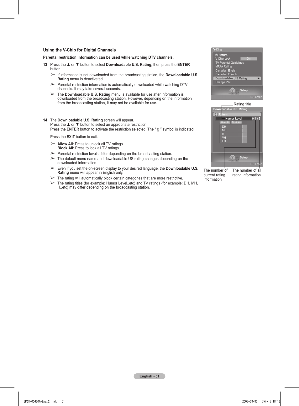 Samsung HLT5676SX-XAA User Manual | Page 51 / 160 | Original mode