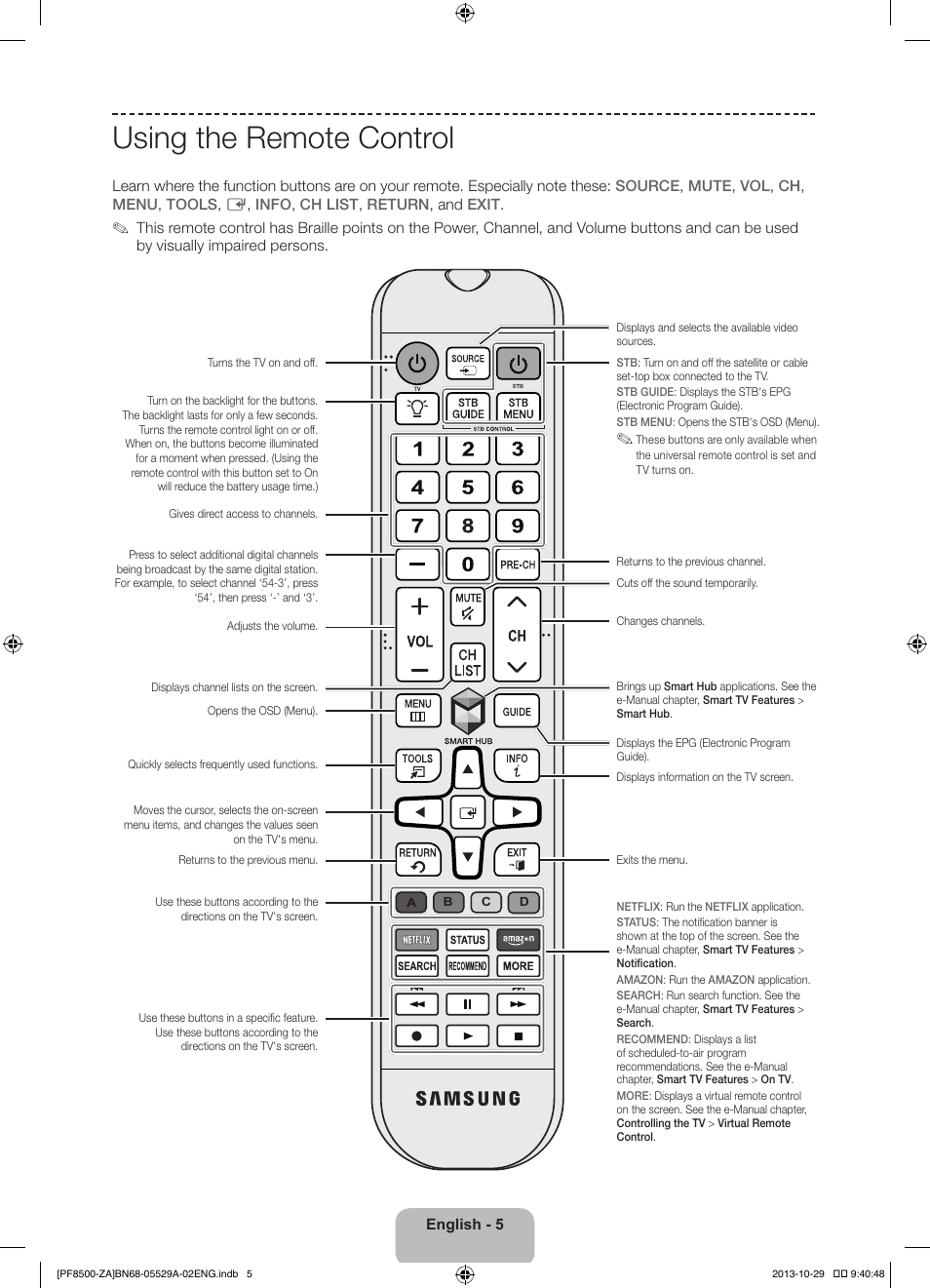 samsung tv remote control manual