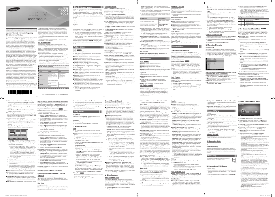 Samsung UN32EH4003VXZA User Manual | 2 pages | Original mode | Also for