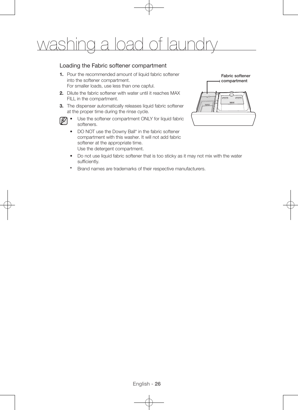 Washing a load of laundry | Samsung WA45H7000AW-A2 User Manual | Page