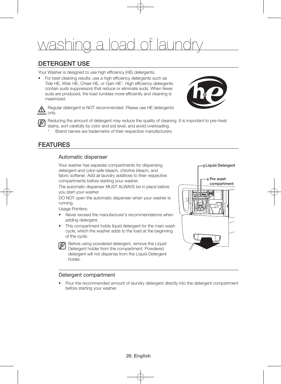 Washing a load of laundry, Detergent use, Features | Samsung