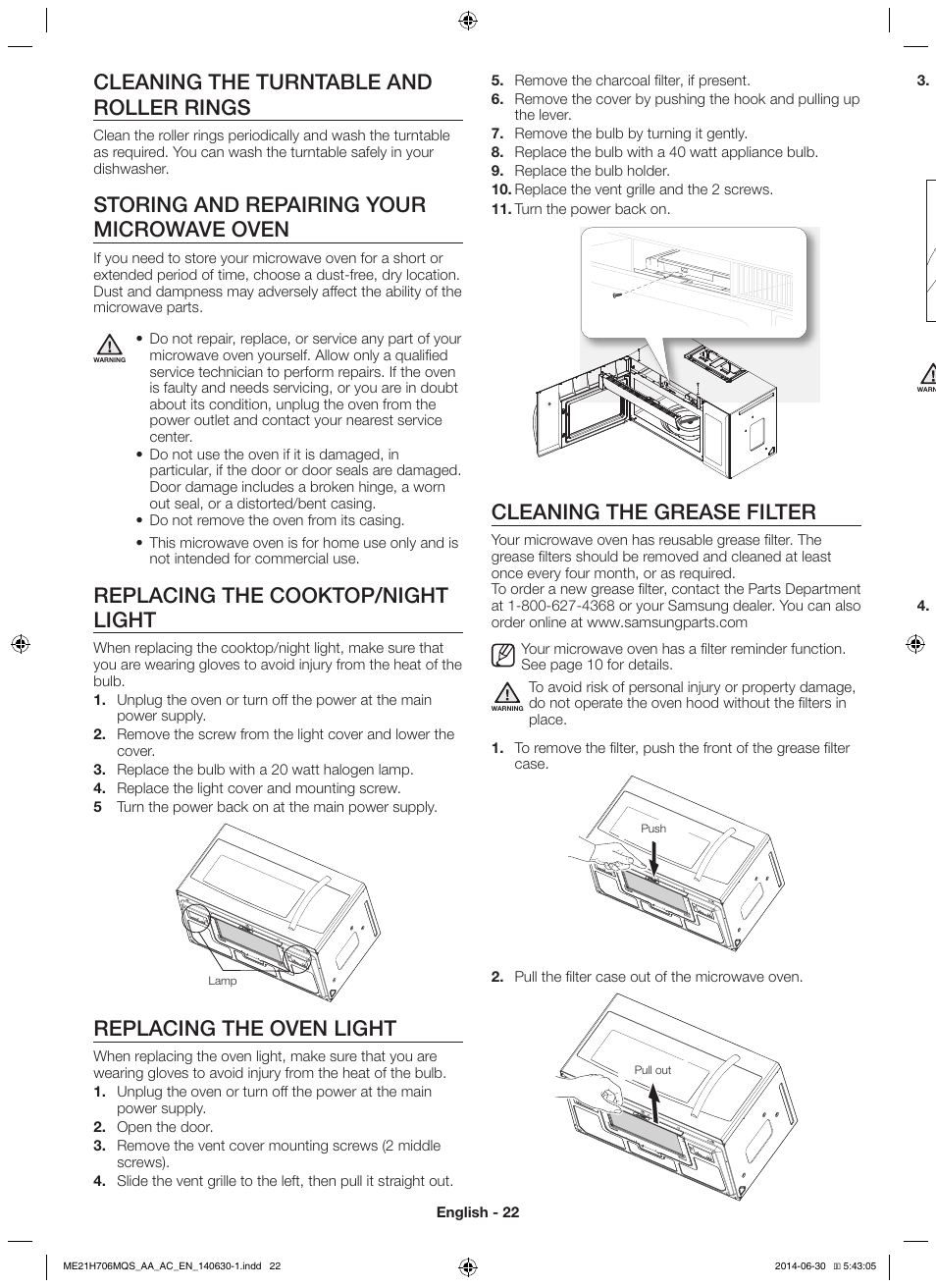 Cleaning the turntable and roller, Rings, Storing and repairing your