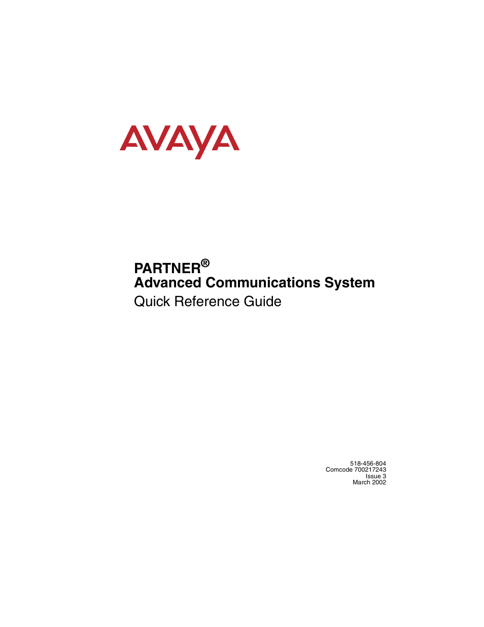 Avaya PARTNER-18D User Manual | 106 pages | Original mode | Also for