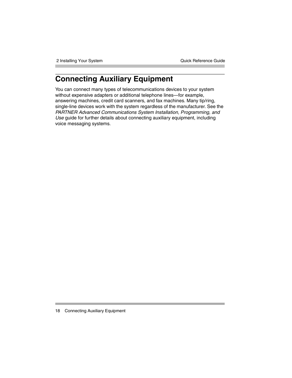 Connecting auxiliary equipment | Avaya PARTNER-18D User Manual | Page