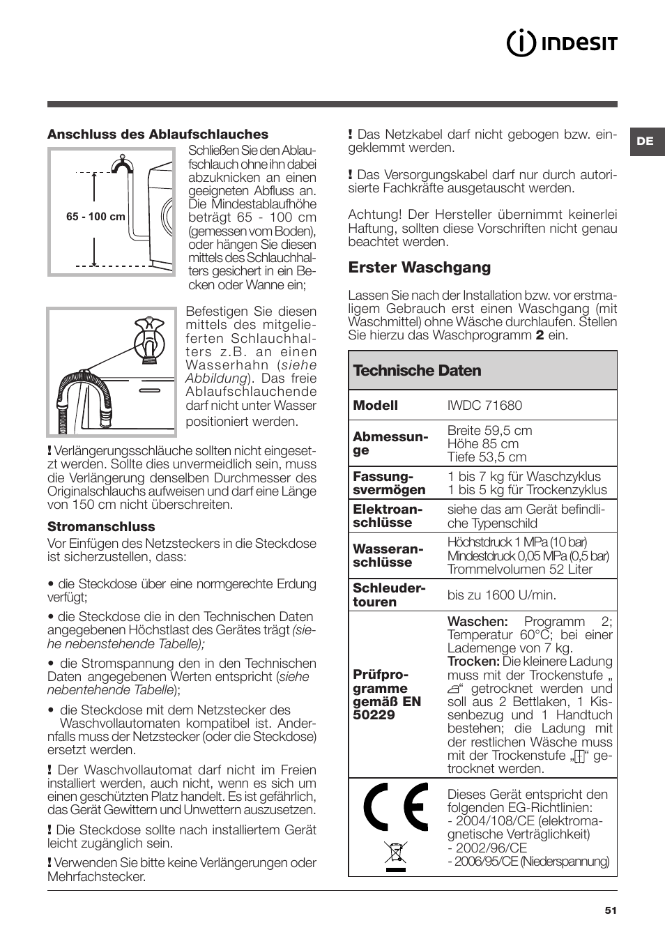 Indesit IWDC-71680-ECO-(EU) User Manual | Page 51 84 | Original mode