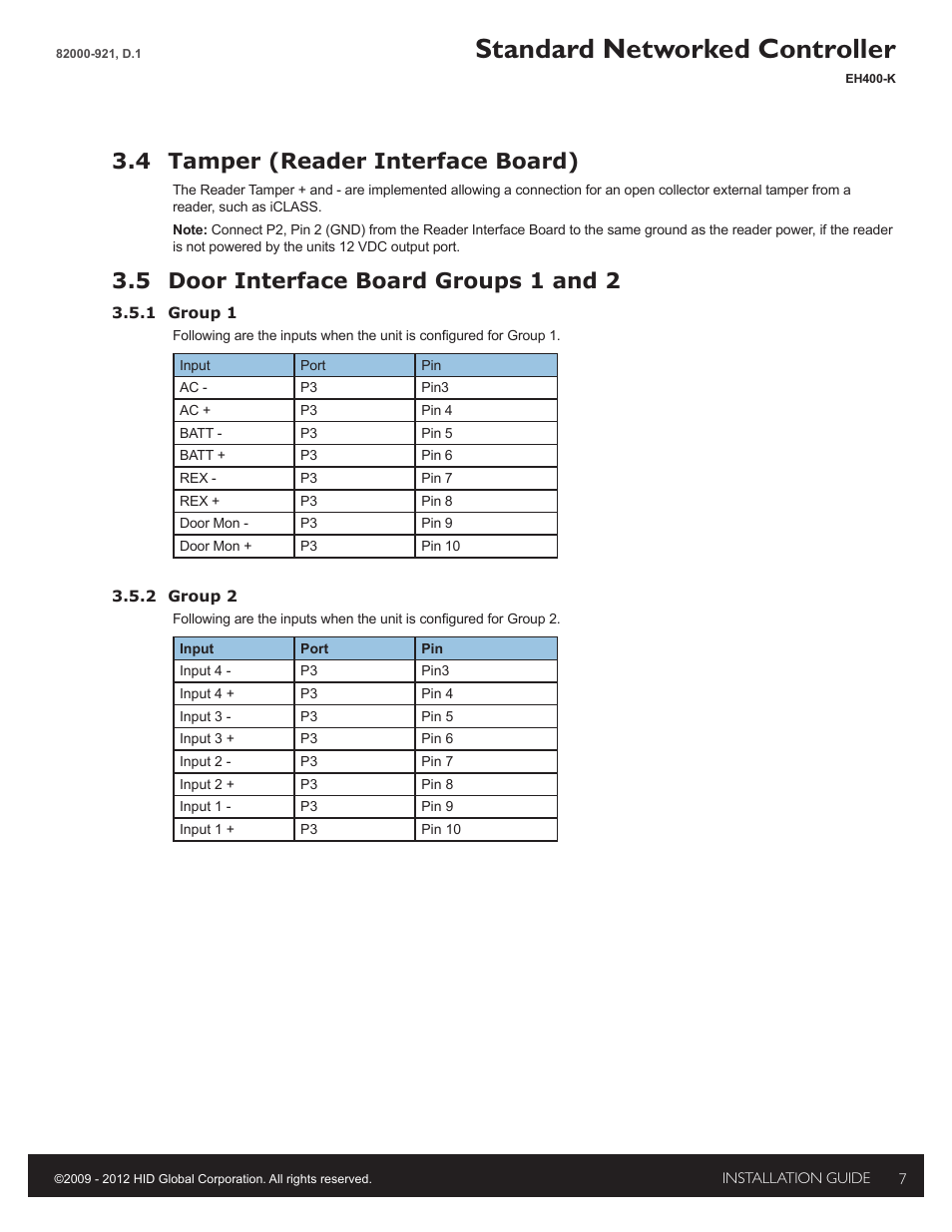 4 door module groups 1 &amp; 2, 5 door interface board groups