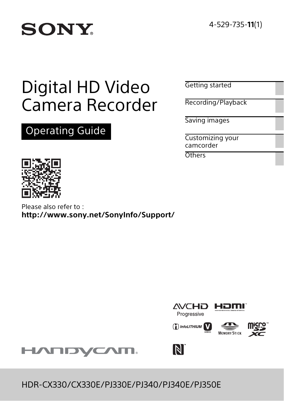 Sony HDR-PJ340 User Manual | 32 pages | Original mode | Also for: HDR
