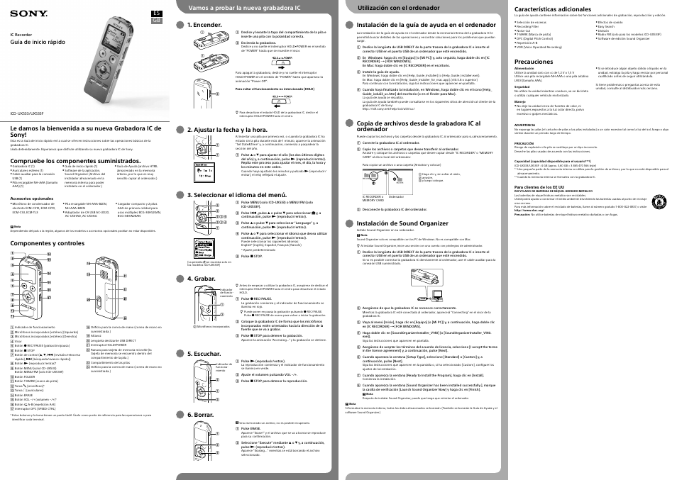 Compruebe los componentes suministrados, Componentes y controles