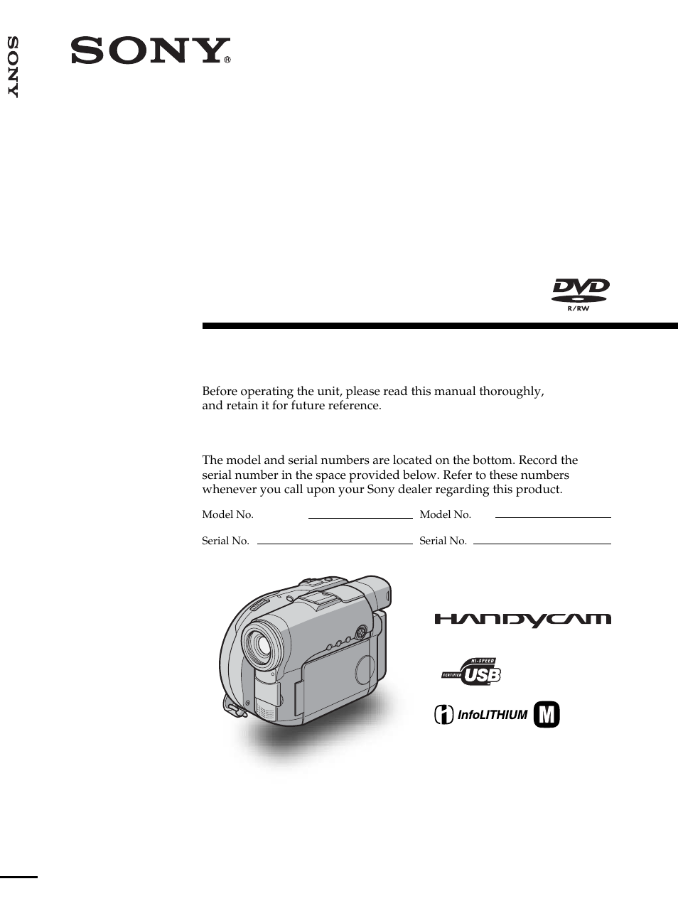 Sony DCR-DVD101 DCR-DVD201 Operation Guide Manual 