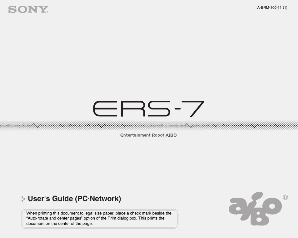 Sony ERS-7 User Manual | 62 pages