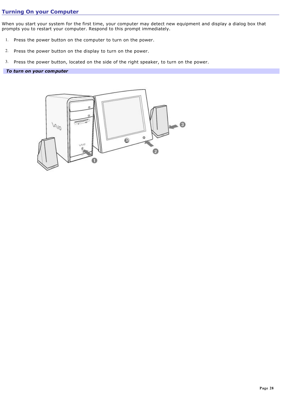 Turning On Your Computer Sony Pcv Rs411 User Manual Page 28 146 Original Mode