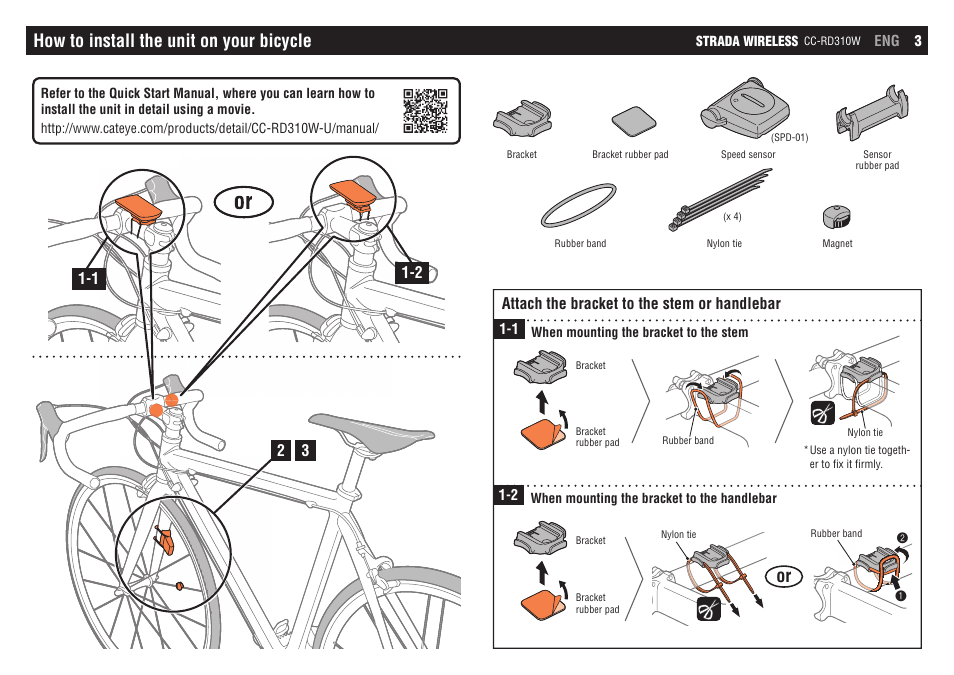 How to install the unit on your bicycle | CatEye CC-RD310W [Strada