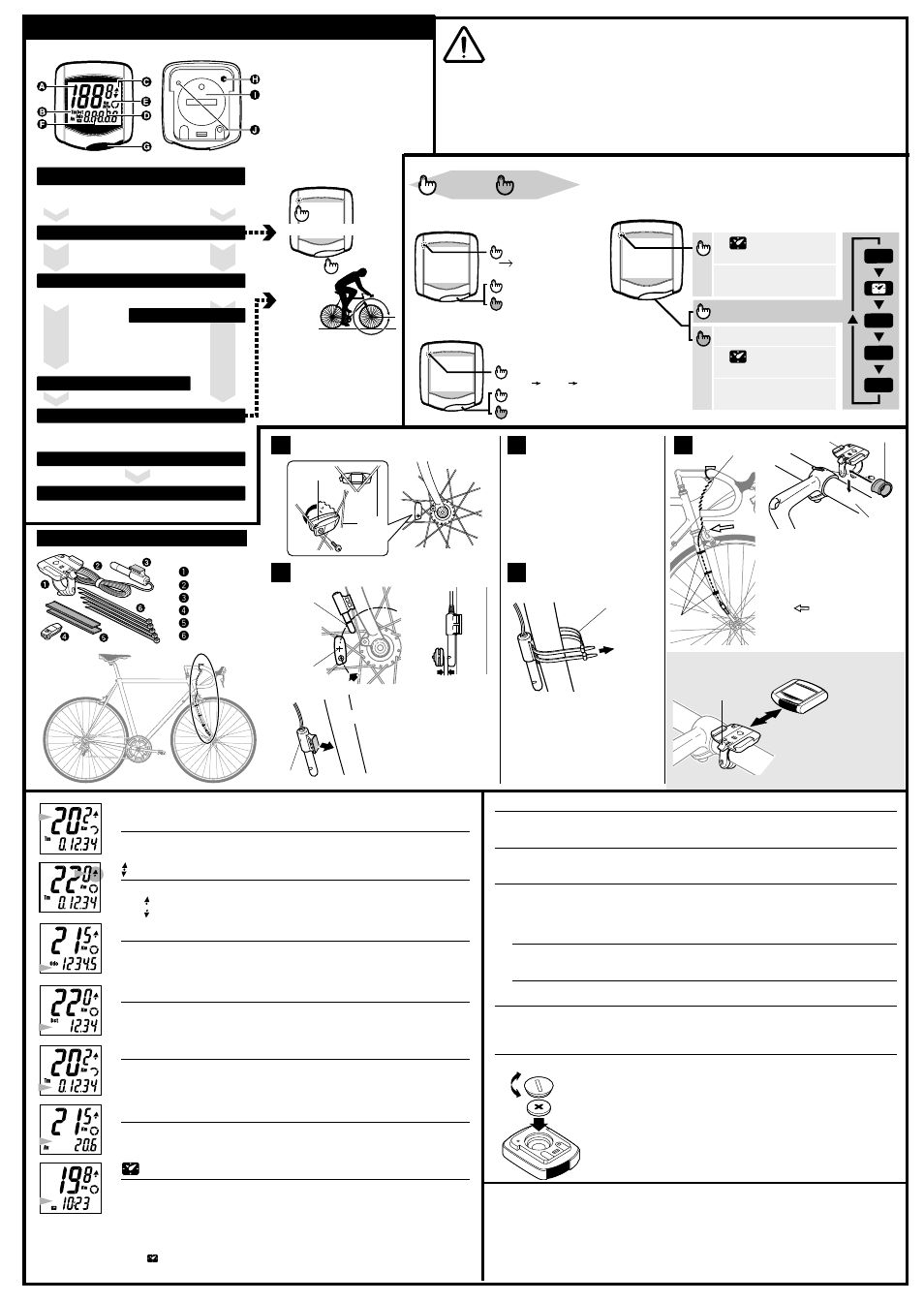 Operating instructions, Main unit preparation | CatEye CC-VL200 [Velo 2] User Manual | Page 2 / 2
