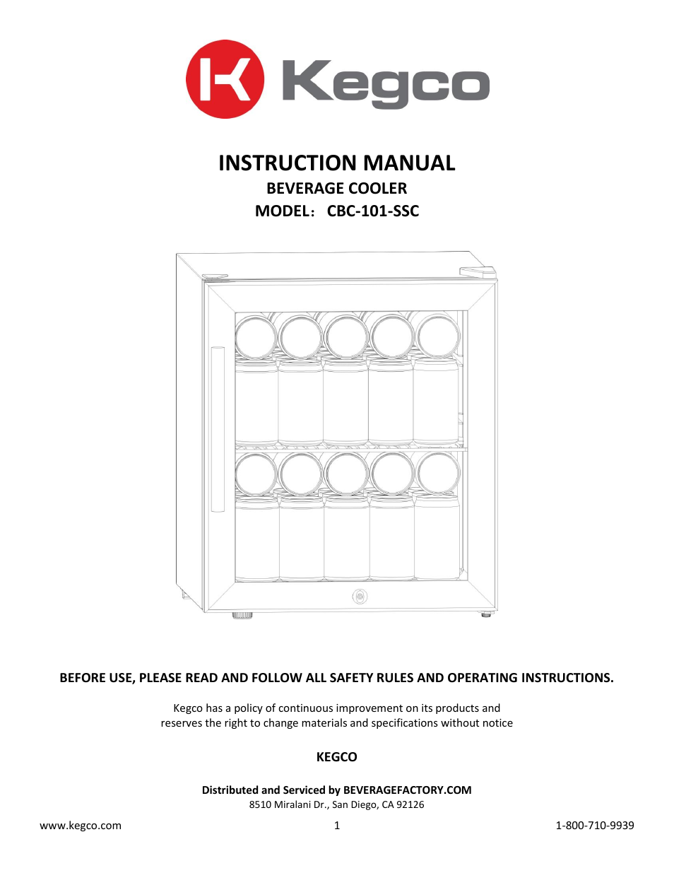 Kegco CBC-101-SSC User Manual | 9 pages