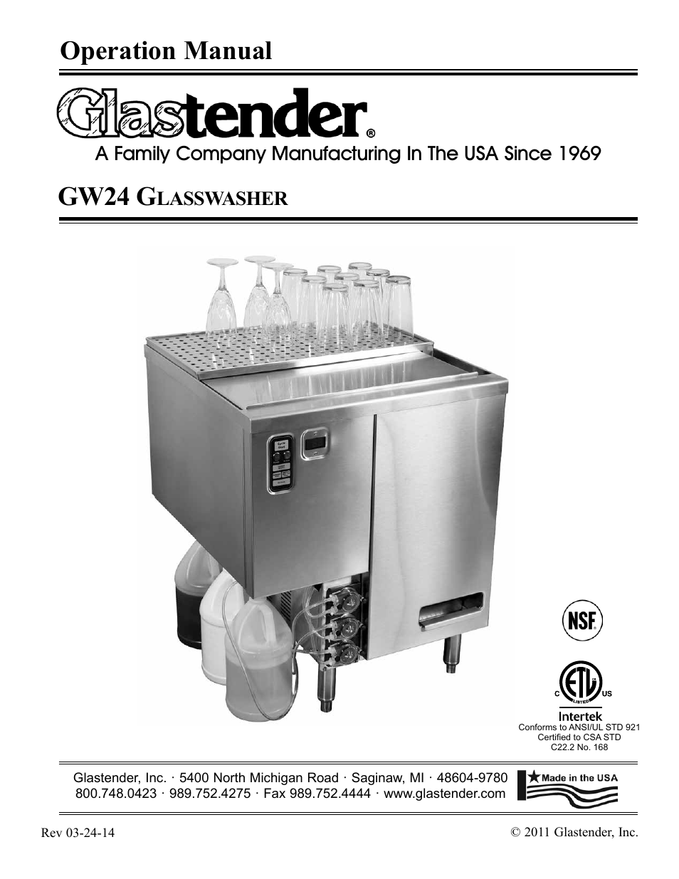 Glastender GW24 User Manual | 16 pages