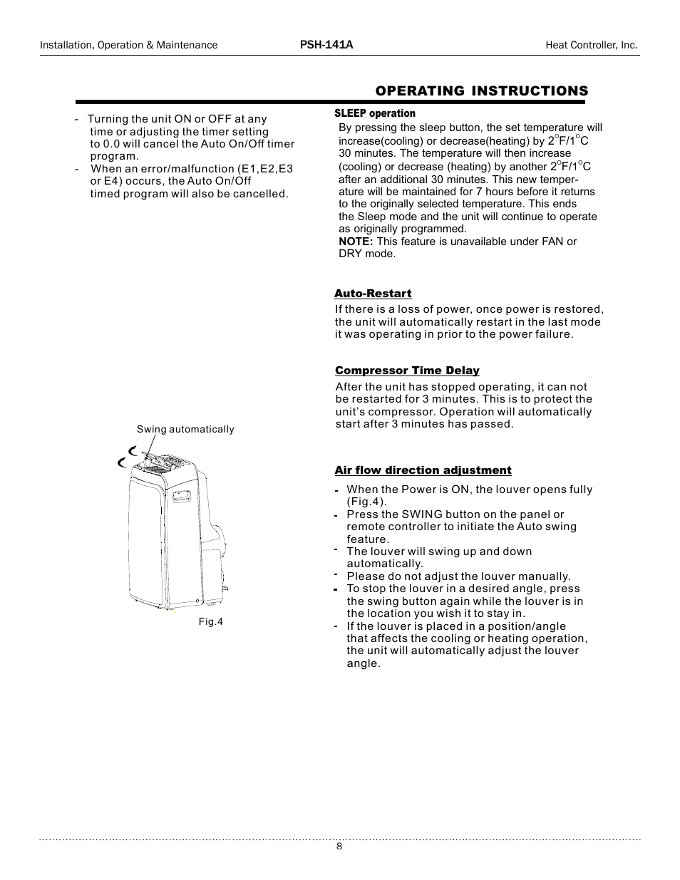 Comfort-Aire PSH-141A User Manual | Page 8 / 16