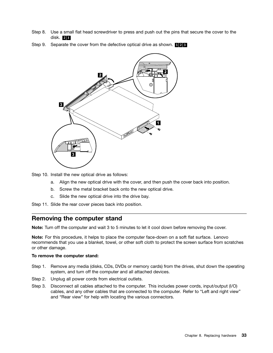Removing the computer stand | Lenovo IdeaCentre B750 All-in-One User Manual  | Page 39 / 61 | Original mode