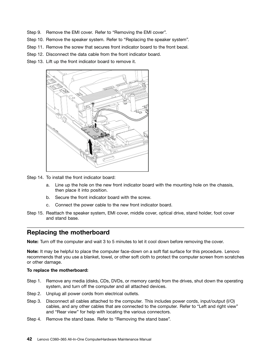 Replacing the motherboard | Lenovo C365 All-in-One User Manual | Page 48 /  61 | Original mode