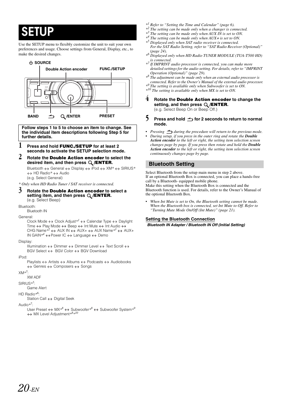plein Harden elegant Setup, Bluetooth setting, Setting the bluetooth connection | Alpine IDA-X100  User Manual | Page 22 / 143