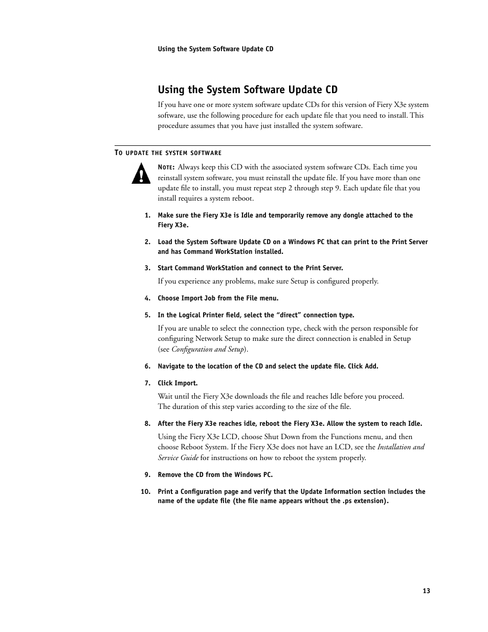 Using the system software update cd | Konica Minolta IC-402 User Manual | Page 13 / 14